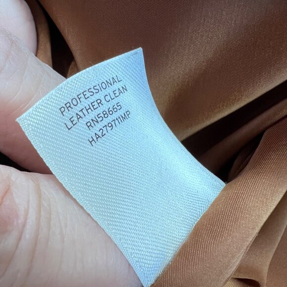 Halogen Leather Mini Skirt With Zipper Pockets Camel Tan Color Size 4P - Picture 8 of 9